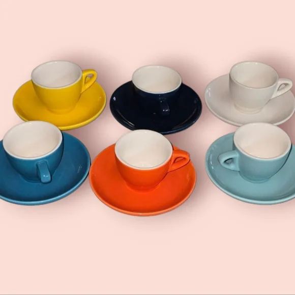 Sweese Colorful Espresso Cups Saucers Set Of 6 - Picture 8 of 8